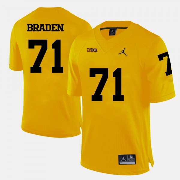 University of Michigan #71 Men Ben Braden Jersey Yellow Official College Football